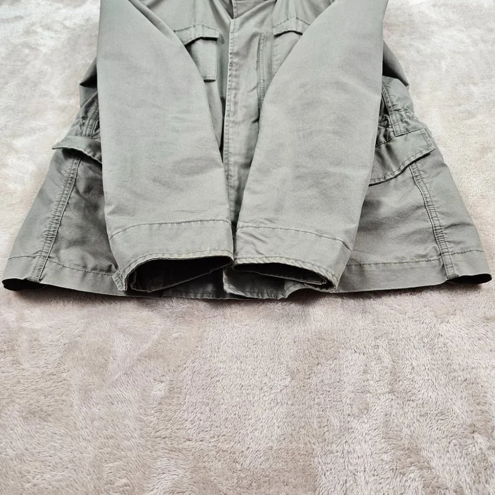 Woolrich Field Military Jacket Mens Sz M Green Buttons Long Sleeve Cargo Pockets - Picture 9 of 16